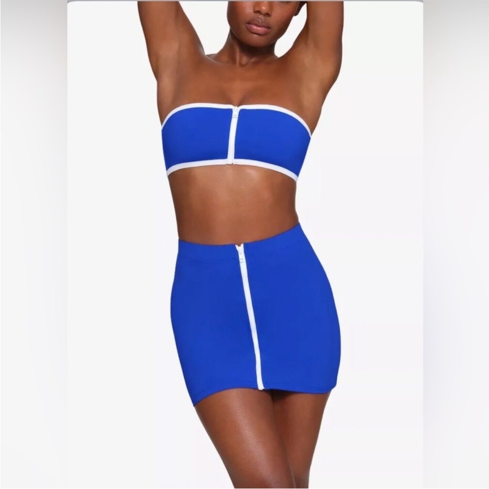 NWT Skims Sporty Swim Zipper Mini Skirt - Cobalt - Size XXS